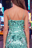 Sequins Bodycon Spaghetti Straps Green Homecoming Dress