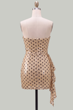 Strapless Bodycon White Black Dot Sequins Homecoming Dress