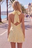 Halter Floral A Line Pink Homecoming Dress