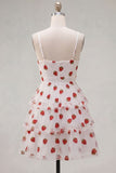 Spaghetti Straps White A Line Tiered Homecoming Dress