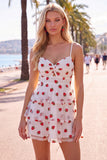 Spaghetti Straps White A Line Tiered Homecoming Dress