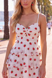 Spaghetti Straps White A Line Tiered Homecoming Dress