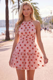 Halter White A Line Ruffled Homecoming Dress
