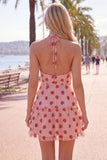 Halter White A Line Ruffled Homecoming Dress