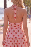 Halter White A Line Ruffled Homecoming Dress