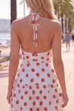 Halter White A Line Ruffled Homecoming Dress
