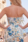 Strapless Bodycon Floral Black Homecoming Dress