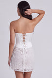 Strapless Corset Sequins Bodycon Little White Dress