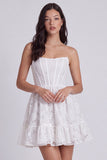 Strapless Corset A Line Lace Little White Dress