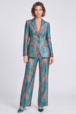 Peacock Blue 2-piece Notched Lapel Single Breasted Women Suits