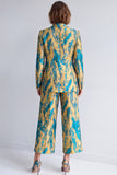 Yellow and Blue Notched Lapel 2-piece Women Suits