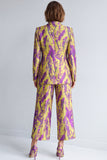 Yellow and Blue Notched Lapel 2-piece Women Suits