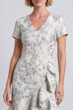 V-Neck Bodycon Light Blue Floral Work Dress