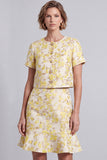 Bodycon Light Yellow Half Sleeve 2-piece Floral Work Dress