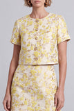 Bodycon Light Yellow Half Sleeve 2-piece Floral Work Dress