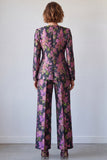 Square Neck Purple Floral 2-piece Women Suits