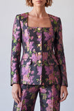 Square Neck Purple Floral 2-piece Women Suits