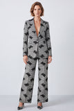 Peak Lapel Black and White Floral 2-piece Women Suits