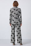 Peak Lapel Black and White Floral 2-piece Women Suits