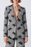Peak Lapel Black and White Floral 2-piece Women Suits