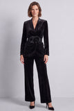 Dark Green Velvet 2-piece Women Suits With 3D Flower