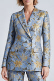 Floral Dusty Blue Notched Lapel 2-piece Women Suits