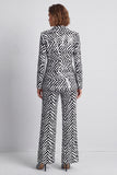 Black and White Notched Lapel 2-piece Women Suits