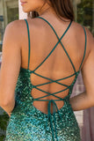 Royal Blue and Gold Sequins Spaghetti Straps Bodycon Homecoming Dress