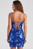 Sequins V-Neck Bodycon Red Mini Homecoming Dress
