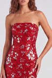 Strapless Sequins Bodycon Mint Green Mini Homecoming Dress