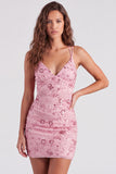 Pink V-Neck Sequins Bodycon Mini Homecoming Dress