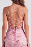 Pink V-Neck Sequins Bodycon Mini Homecoming Dress