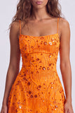 Sequins A Line Spaghetti Straps Orange Mini Homecoming Dress