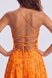 Sequins A Line Spaghetti Straps Orange Mini Homecoming Dress