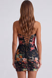 Strapless Floral Ivory Bodycon Mini Homecoming Dress
