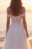 Off The Shoulder Corset A Line White Wedding Dress