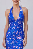 Sequins Halter Mermaid Royal Blue Formal Dress