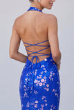 Sequins Halter Mermaid Royal Blue Formal Dress