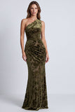 One Shoulder Mermaid Floral Black Tie Dress