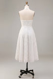 Lace Halter A Line Midi White Dress