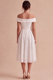 A Line Off The Shoulder Midi White Dress