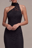 Mermaid Halter Lace Maxi Black Tie Dress