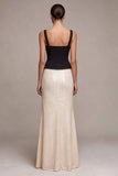 Sequins Mermaid Square Neck Black and White Maxi Formal Dress