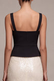 Sequins Mermaid Square Neck Black and White Maxi Formal Dress