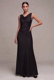 Mermaid Cowl Neck Maxi Black Tie Dress