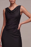 Mermaid Cowl Neck Maxi Black Tie Dress