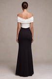 Off The Shoulder Mermaid Black and White Maxi Formal Dress