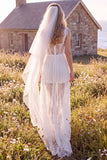 Corset Square Neck Lace White A Line Maxi Engagement Dress
