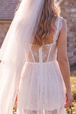 Corset Square Neck Lace White A Line Maxi Engagement Dress