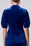 2 Piece Royal Blue Shawl Lapel Velvet Single Breasted Women Suits